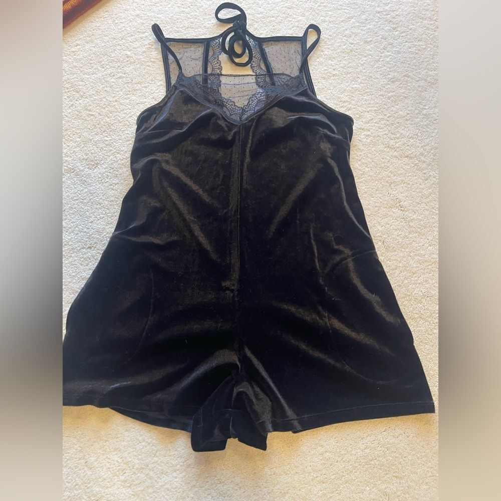 BCBGeneration Black Velvet Chemise Sleepwear